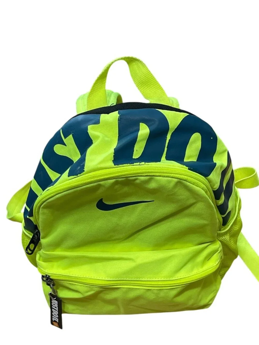 Nike Just Do It Neon Yellow Backpack 100% Polyester With Adjustable Straps & Dua